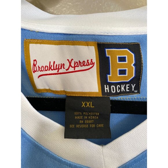 Brooklyn Xpress Hockey XXL Jersey Vintage Style Light Blue Yellow Striped Design - Picture 2 of 9